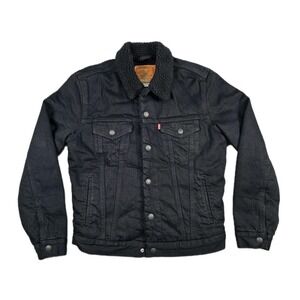 LEVI'S Type 3 Sherpa Trucker Jacket Mens Small Forever Premium Denim Big E Black